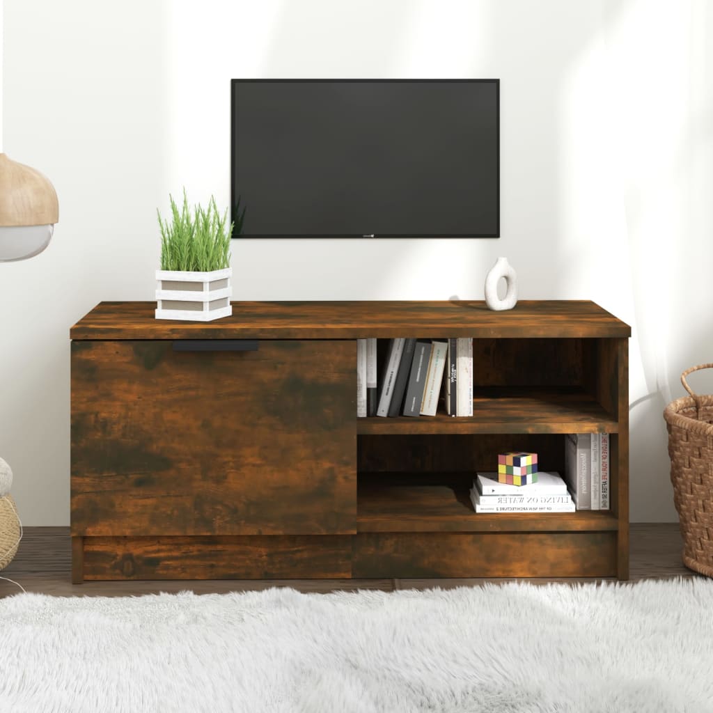 TV Cabinet Smoked Oak 80x35x36.5 cm Engineered Wood - Discount Dealers