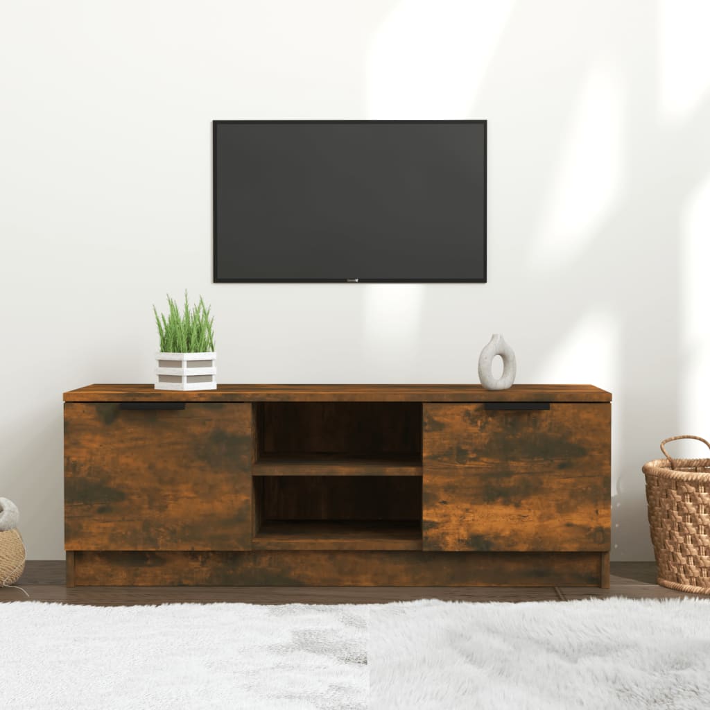 TV Cabinet Smoked Oak 102x35x36.5 cm Engineered Wood - Merkel Designers