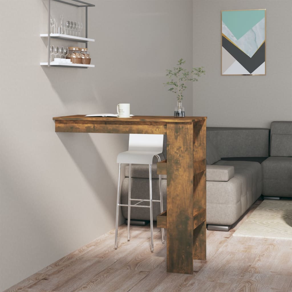 Wall Bar Table Smoked Oak 102x45x103.5 cm Engineered Wood - Unbeatable Bargains