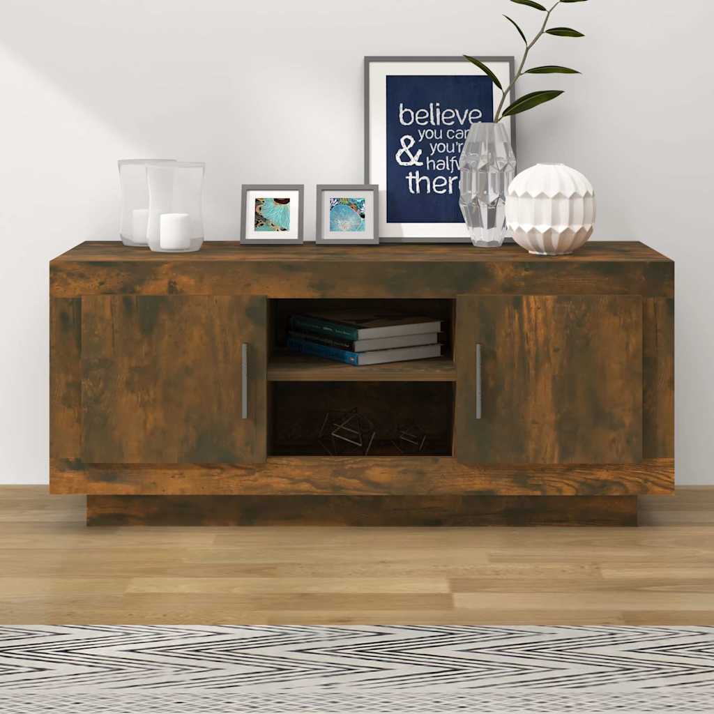 TV Cabinet Smoked Oak 102x35x45 cm Engineered Wood - Merkel Designers