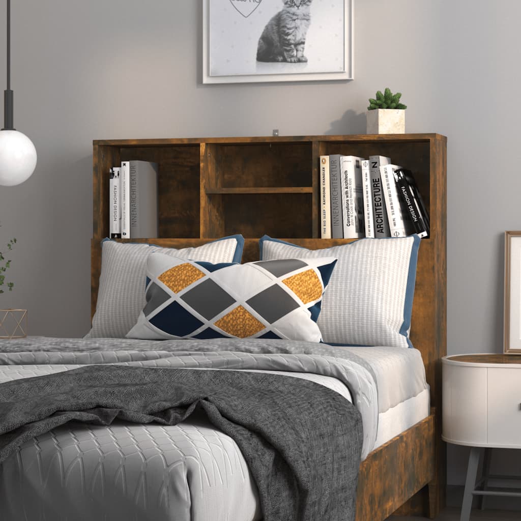 Headboard Cabinet Smoked Oak 100x19x103.5 cm - Merlin Deals