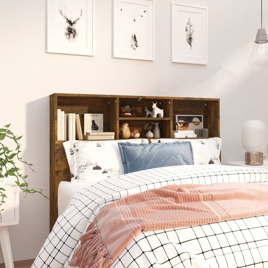 Headboard Cabinet Smoked Oak 120x19x103.5 cm - R and M Furniture