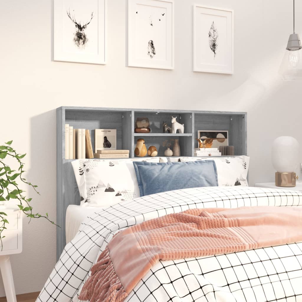 Headboard Cabinet Grey Sonoma 120x19x103.5 cm - Design Hut