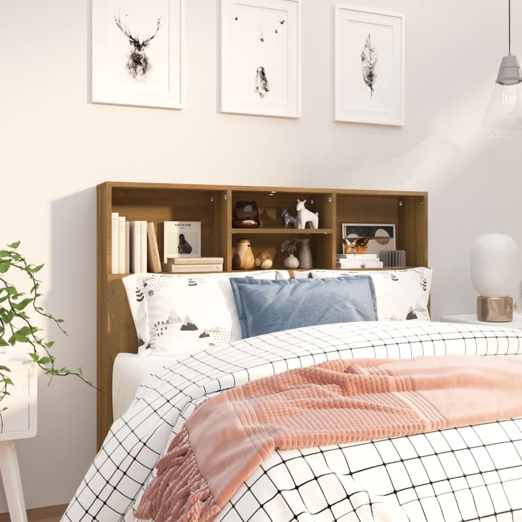 Headboard Cabinet Brown Oak 120x19x103.5 cm - Merlin Deals