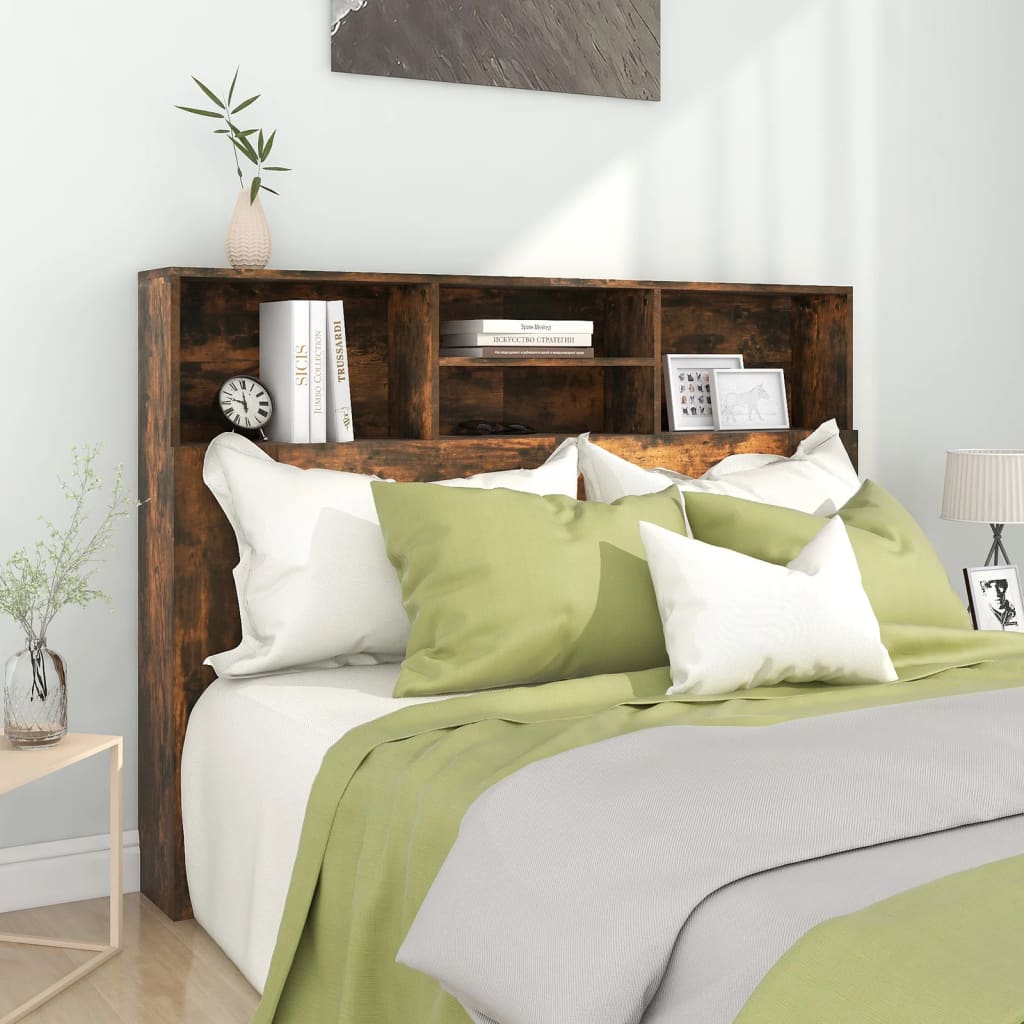 Headboard Cabinet Smoked Oak 140x19x103.5 cm - Brittle & Co