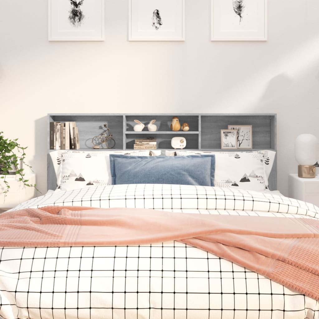 Headboard Cabinet Grey Sonoma 180x19x103.5 cm - Brittle & Co