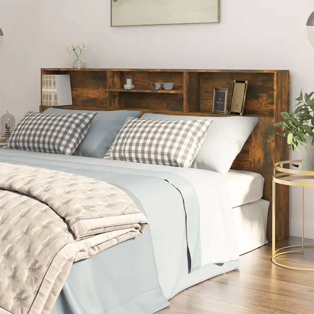 Headboard Cabinet Smoked Oak 200x19x103.5 cm - Style and Chic