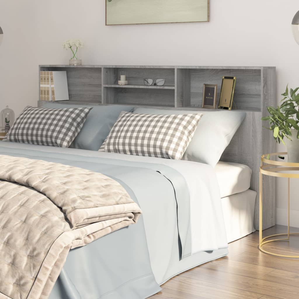 Headboard Cabinet Grey Sonoma 200x19x103.5 cm - All Things Good