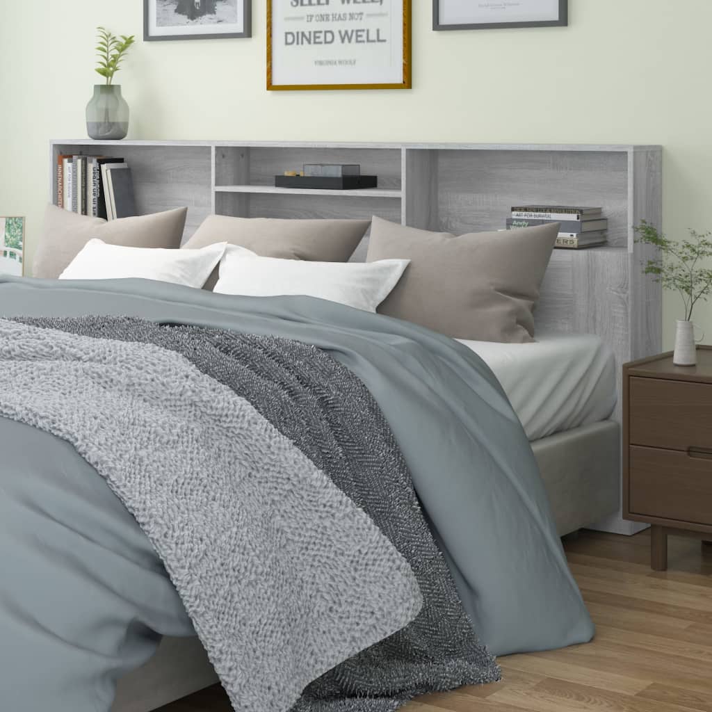 Headboard Cabinet Grey Sonoma 220x19x103.5 cm - Merlin Deals