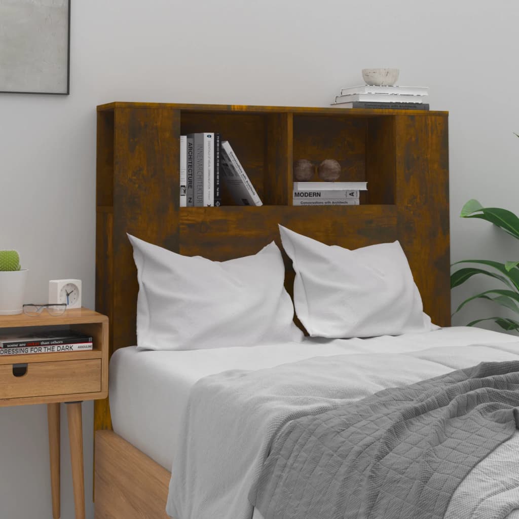 Headboard Cabinet Smoked Oak 100x18.5x104.5 cm - Discount Dealers