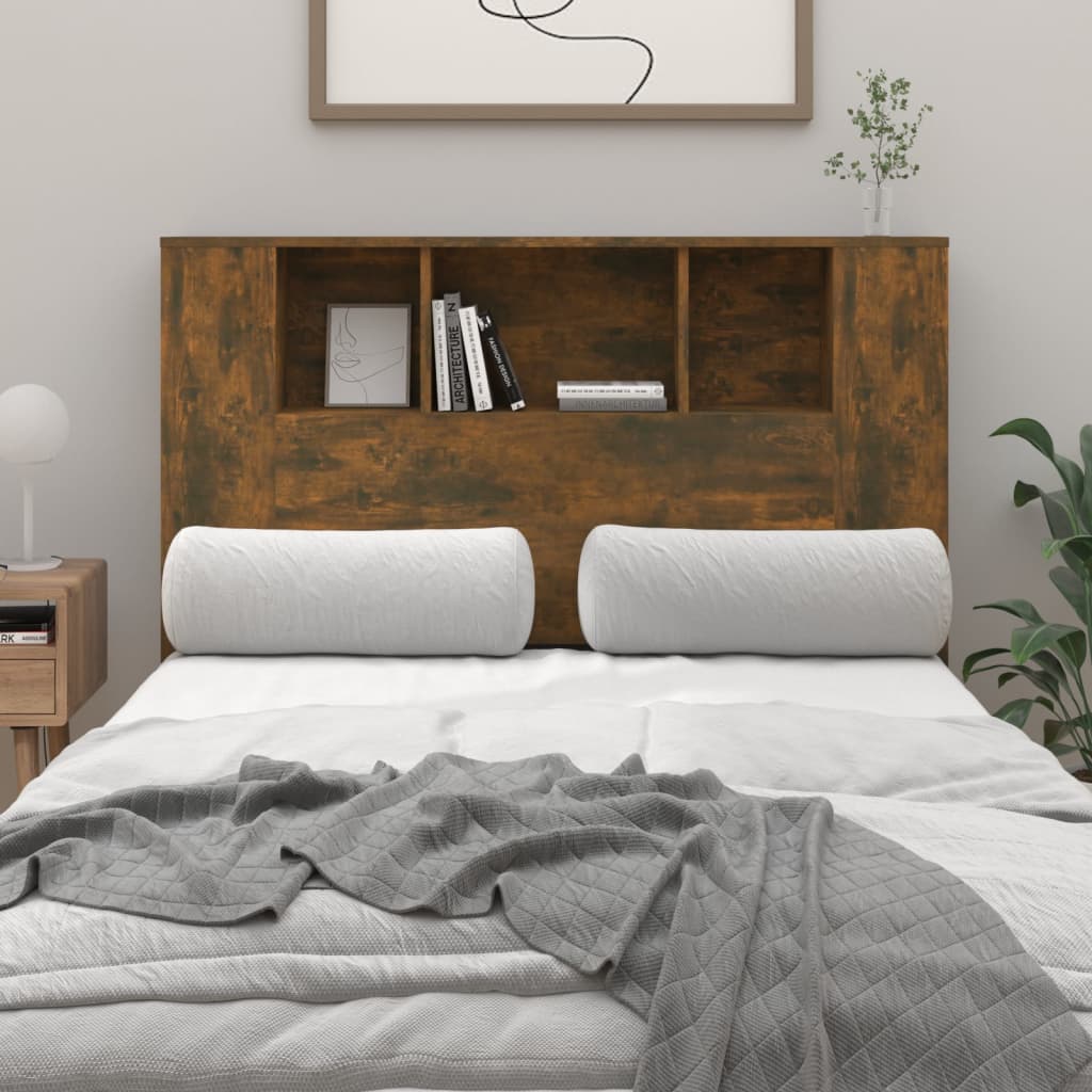 Headboard Cabinet Smoked Oak 120x18.5x102.5 cm - All Things Good