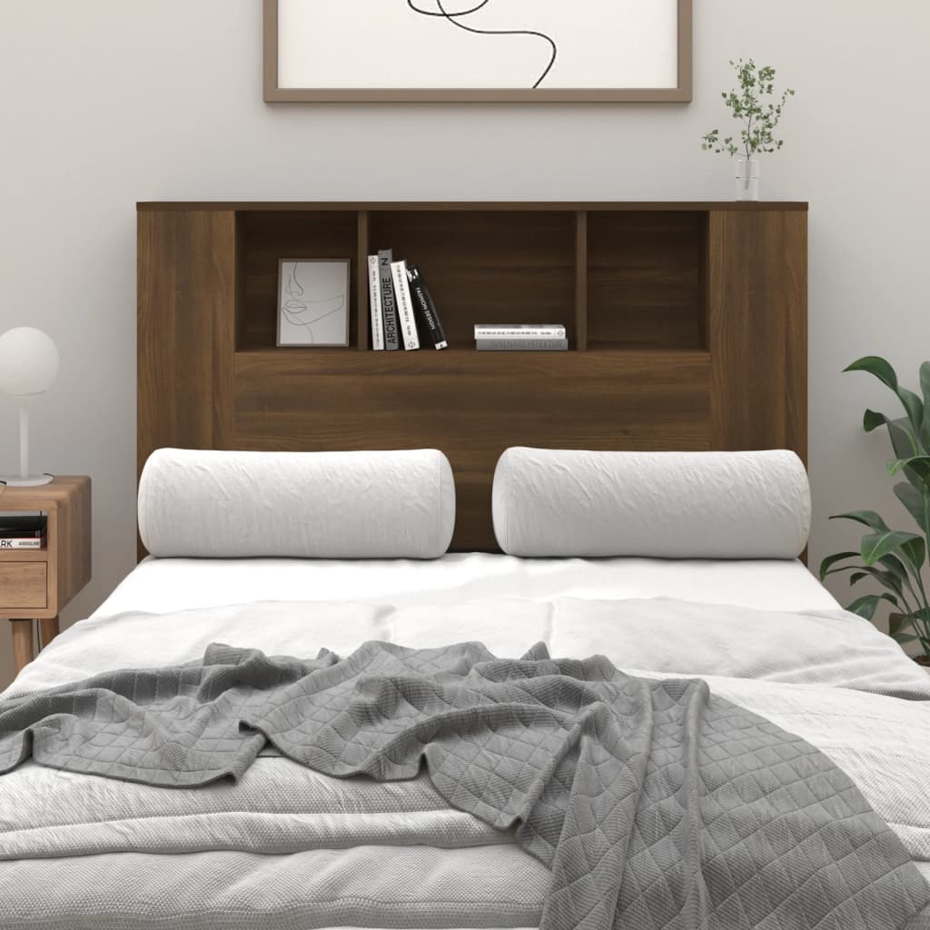 Headboard Cabinet Brown Oak 120x18.5x102.5 cm - Merlin Deals