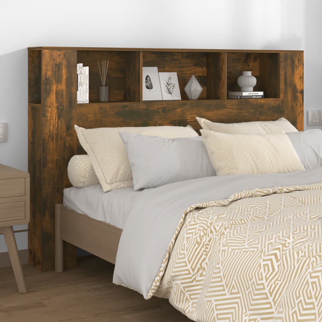Headboard Cabinet Smoked Oak 160x18.5x104.5 cm - Direct Imports