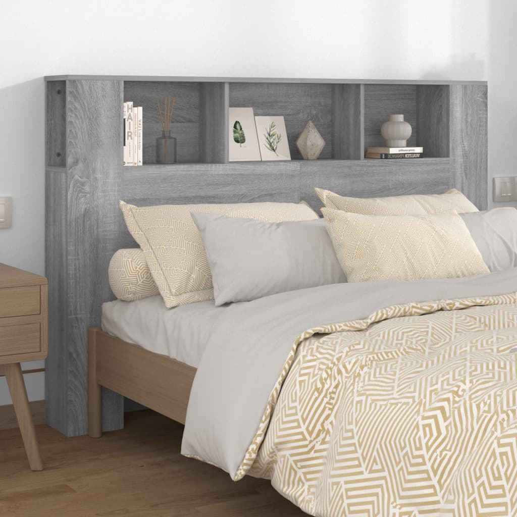 Headboard Cabinet Grey Sonoma 160x18.5x104.5 cm - Merlin Deals