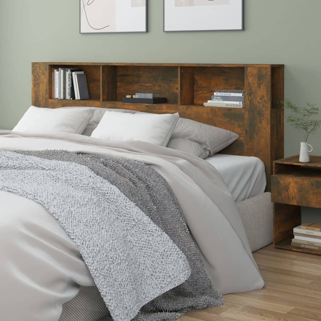 Headboard Cabinet Smoked Oak 200x18.5x104.5 cm - Style and Chic