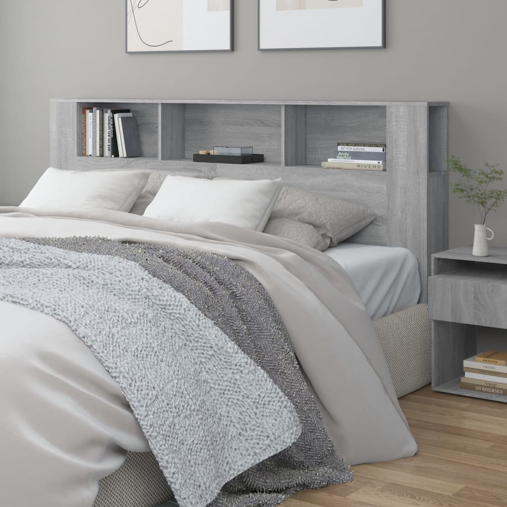 Headboard Cabinet Grey Sonoma 200x18.5x104.5 cm - Decor Base