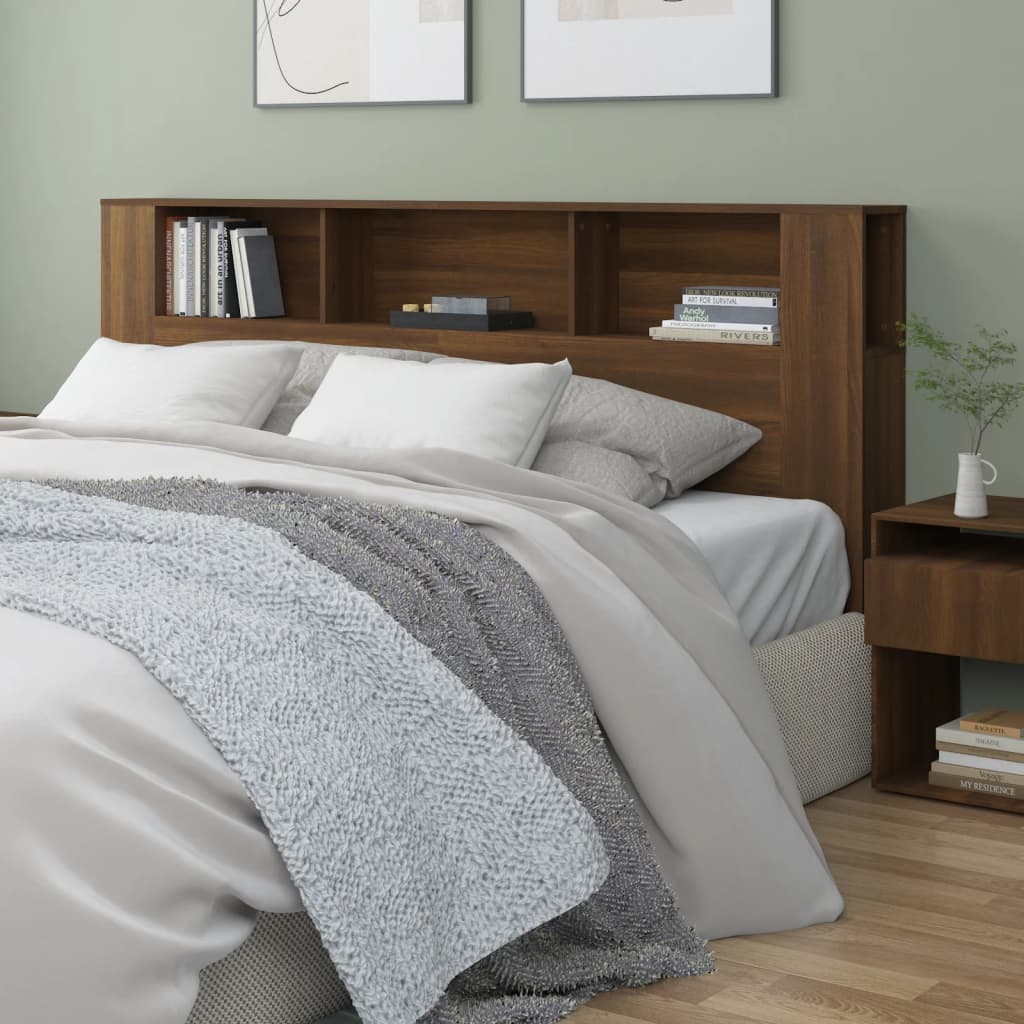 Headboard Cabinet Brown Oak 200x18.5x104.5 cm - Merkel Designers