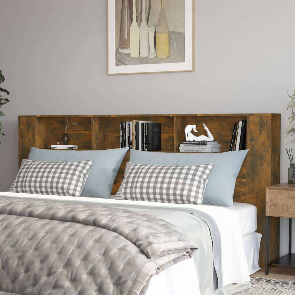 Headboard Cabinet Smoked Oak 220x18.5x104.5 cm - The Home Maker
