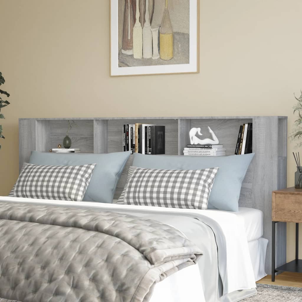 Headboard Cabinet Grey Sonoma 220x18.5x104.5 cm - Unbeatable Bargains