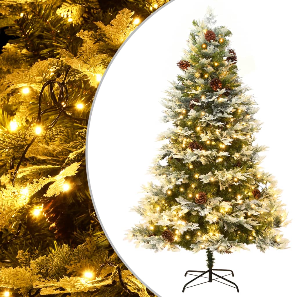 Roche Pre-lit Christmas Tree with Pine Cones Green 195cm PVC and PE - Unbeatable Bargains