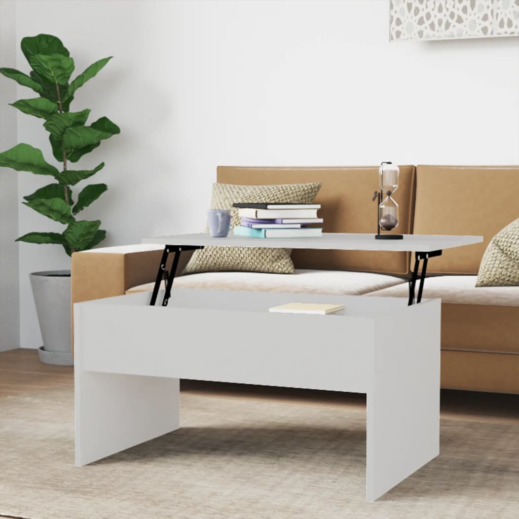 Coffee Table White 80x50.5x41.5 cm Engineered Wood - Merkel Designers