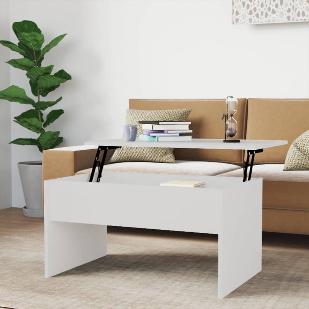 Coffee Table High Gloss White 80x50.5x41.5 cm Engineered Wood - Merkel Designers