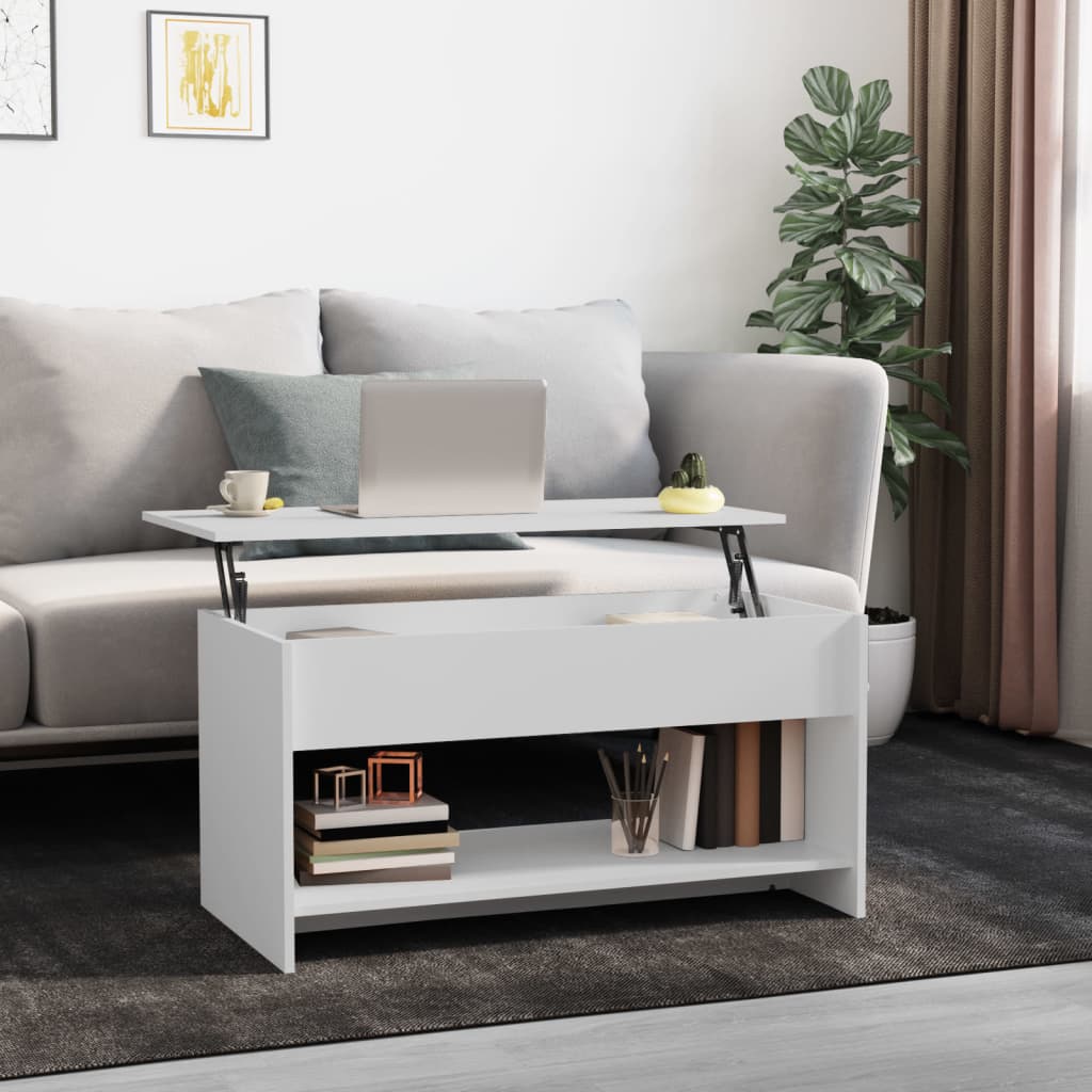 809647 Coffee Table White 102x50x52,5 cm Engineered Wood - The Home Maker