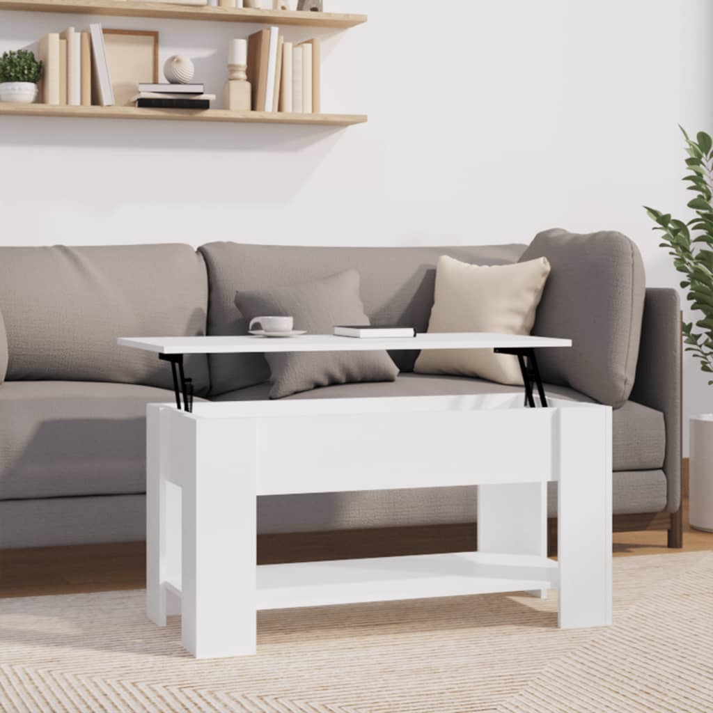 Coffee Table White 101x49x52 cm Engineered Wood - Sid & Sam