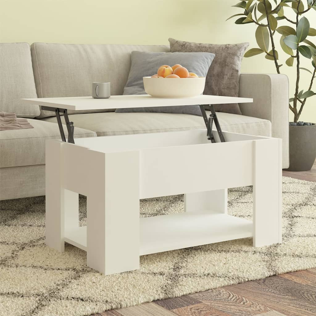 Coffee Table White 79x49x41 cm Engineered Wood - Millennium Furniture