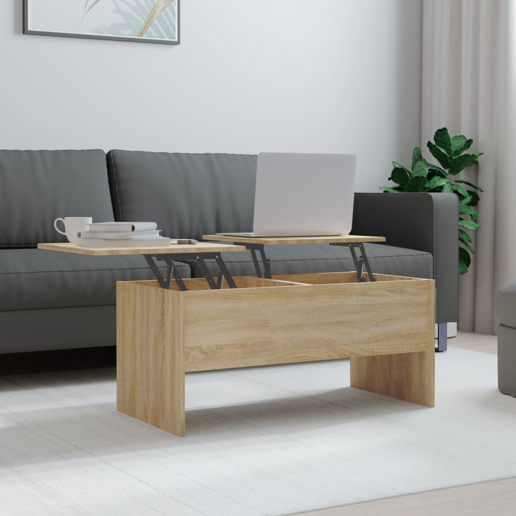 Coffee Table Sonoma Oak 102x50.5x46.5 cm Engineered Wood - Merlin Deals