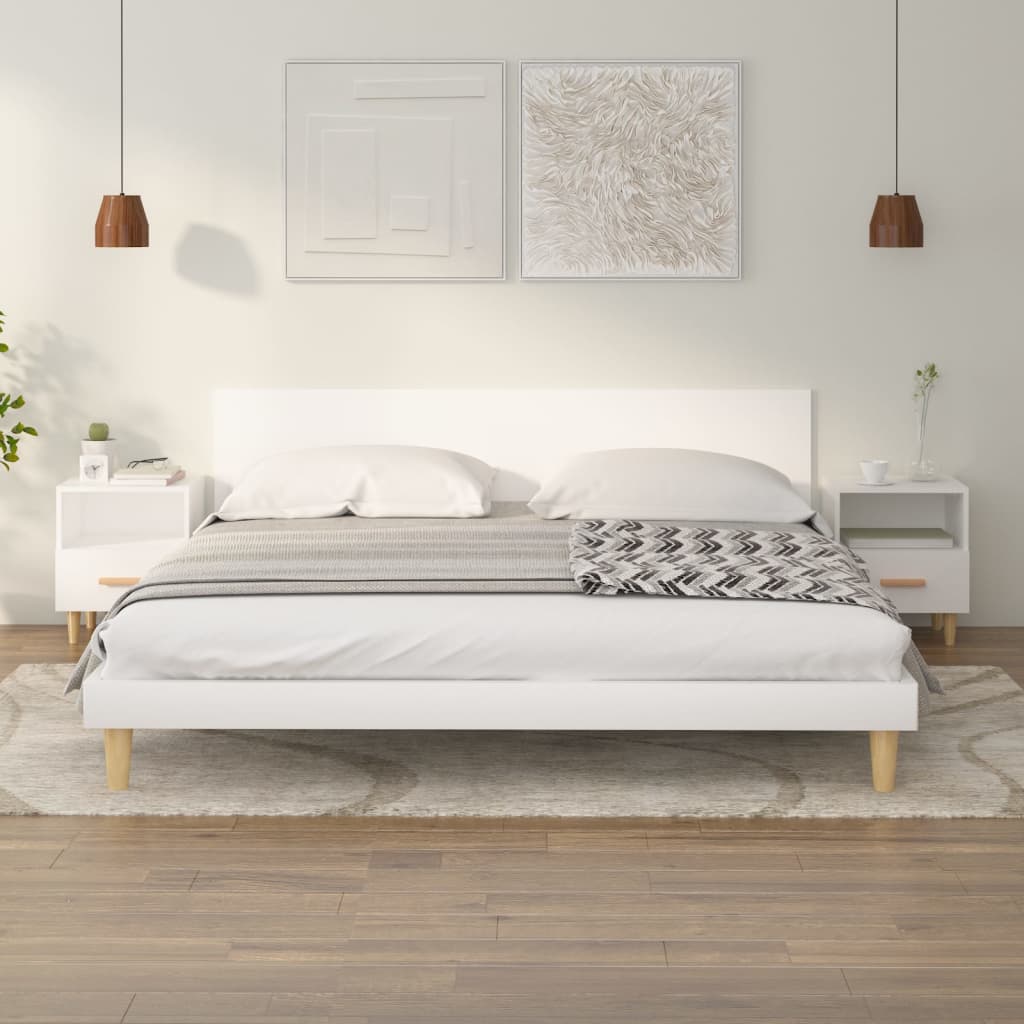 Bedside Table - ROCHESTER 2 Piece Nightstand White 40cm - Casper Homes
