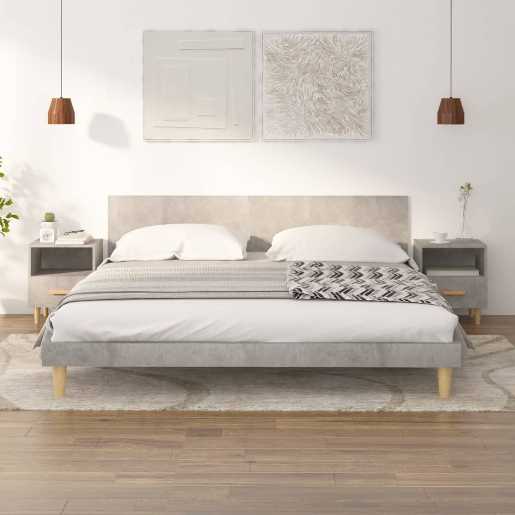 Bedside Table - ROCHESTER 2 Piece Nightstand Concrete Grey 40cm - Sid & Sam