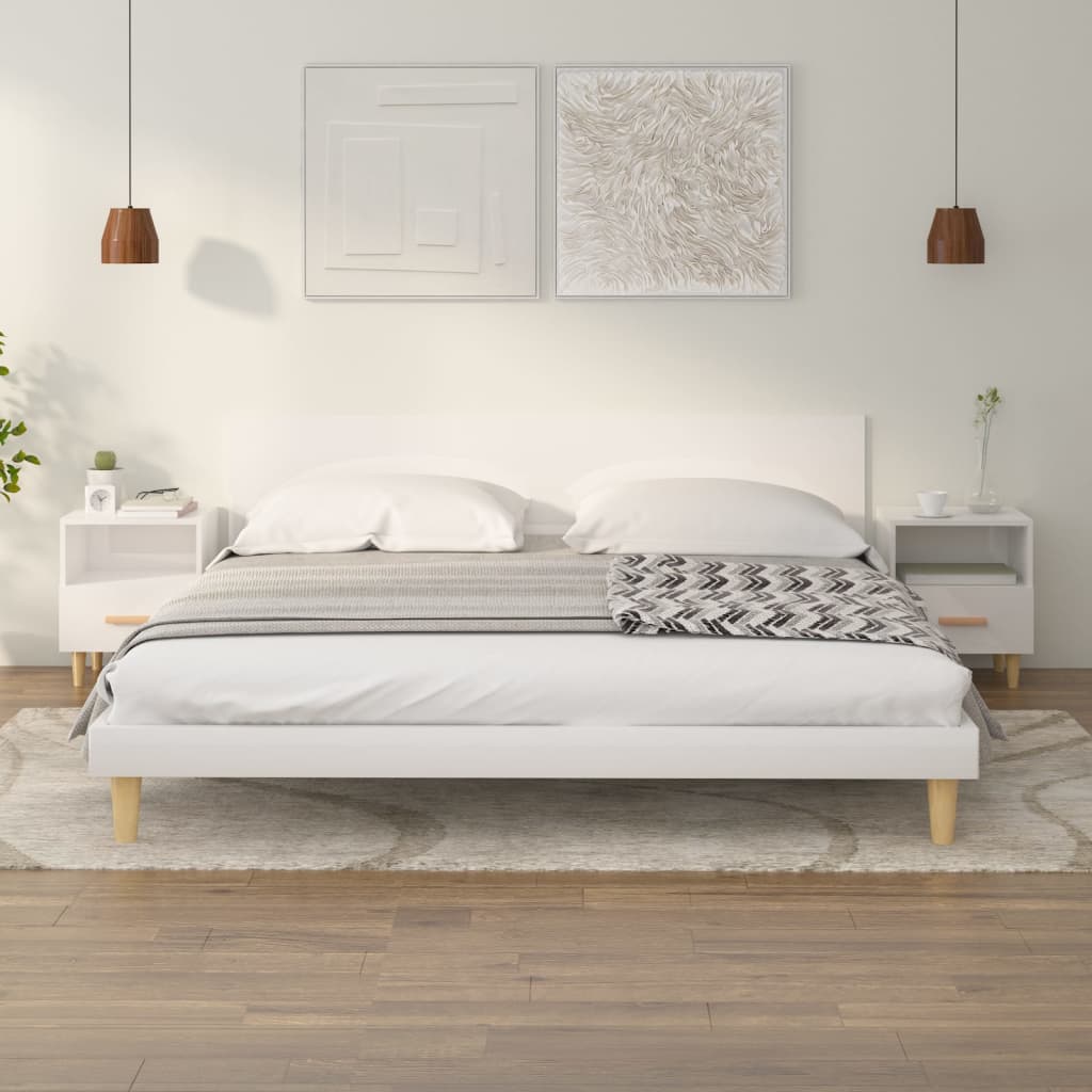 Bedside Table - ROCHESTER 2 Piece Nightstand High Gloss White 40cm - Millennium Furniture
