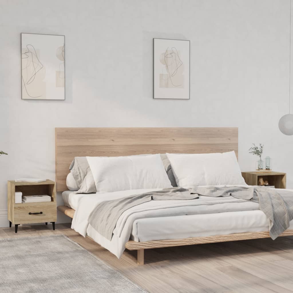 Bedside Table - LEONE Kit 2 Piece Nightstand Sonoma Oak 40cm - R and M Furniture