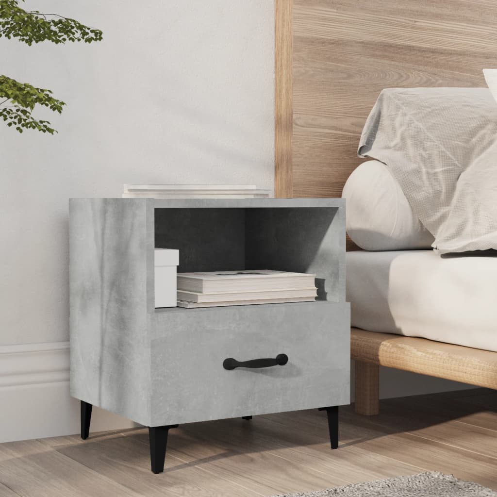 Bedside Table - LEONE Liv Nightstand Concrete Grey 40cm - Design Hut