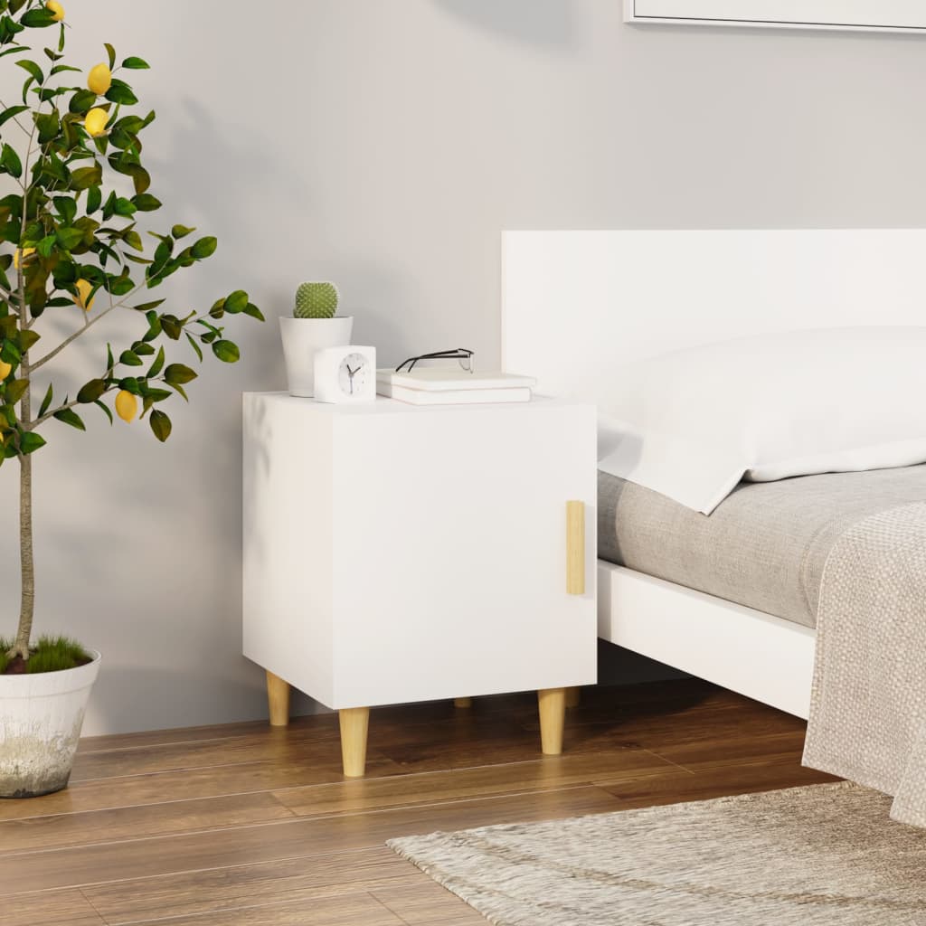 Bedside Table - LEONE Bea Nightstand White 40cm - Decor Base