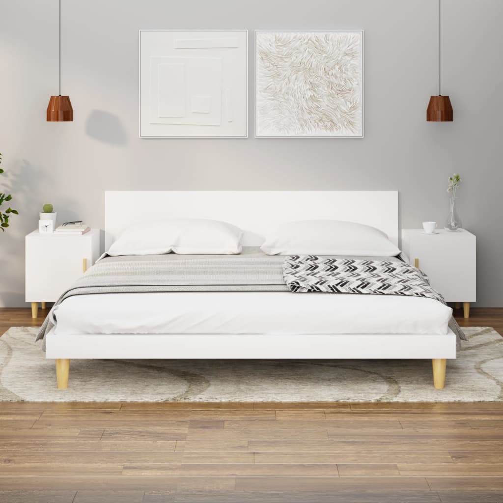 Bedside Table - LEONE Iris 2 Piece Nightstand White 40cm - Merkel Designers