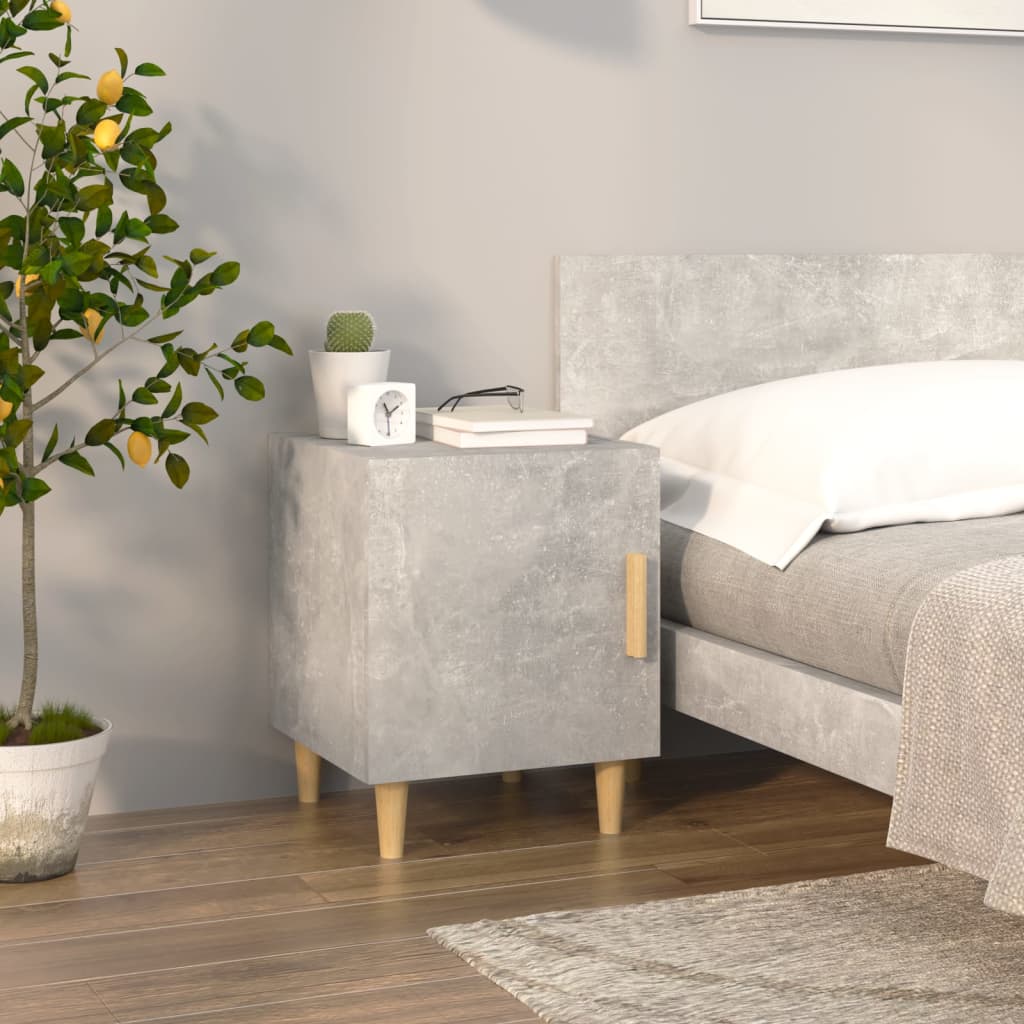 Bedside Table - LEONE Finn Nightstand Concrete Grey 40cm - Millennium Furniture