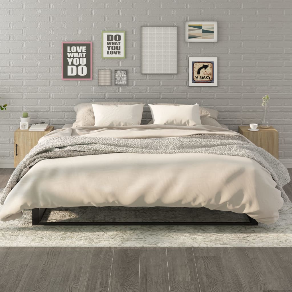 Bedside Table - LOWELL Invera 2 Piece Nightstand Sonoma Oak 40cm - R and M Furniture