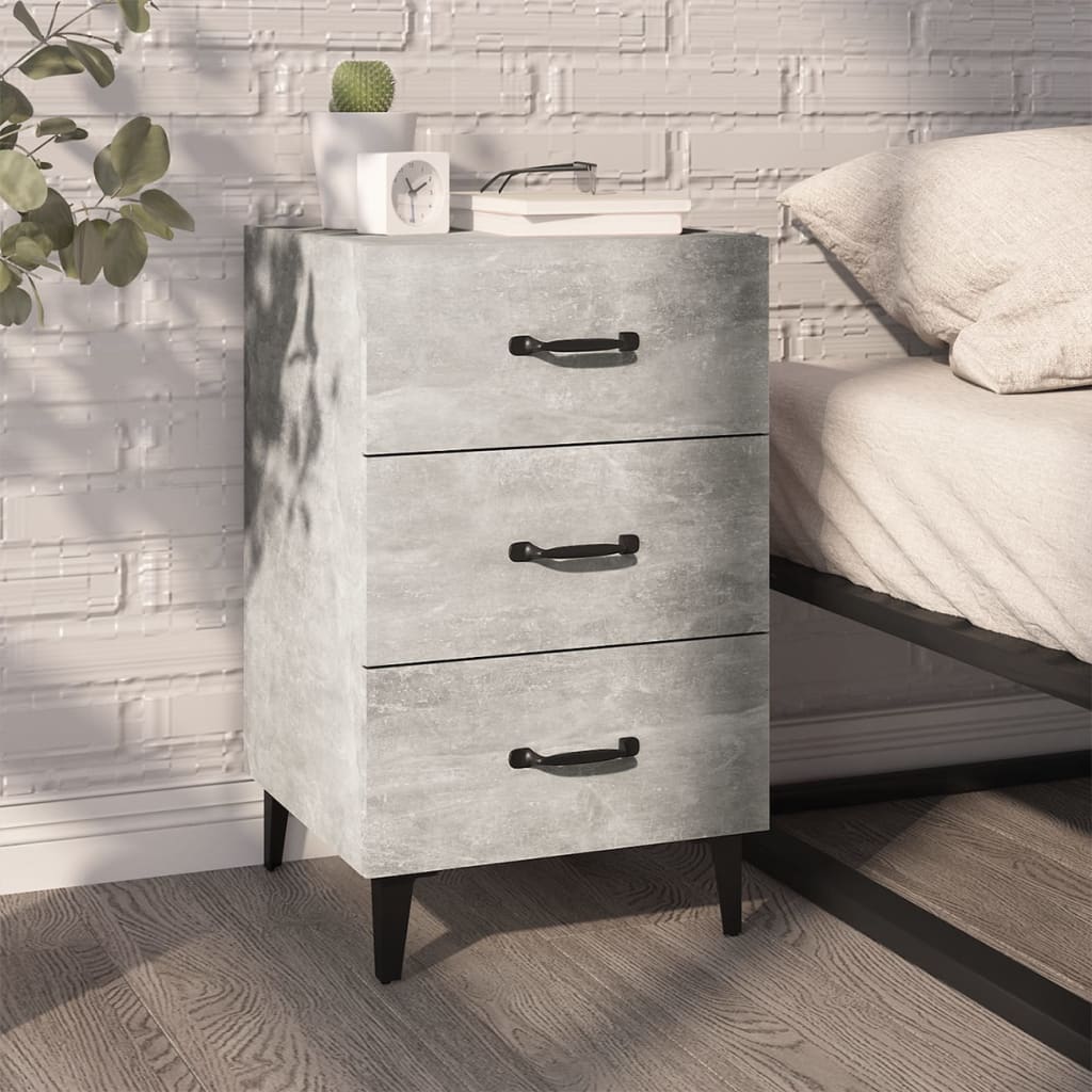 Bedside Table - LOWELL Joe Nightstand Concrete Grey 40cm - Discount Dealers