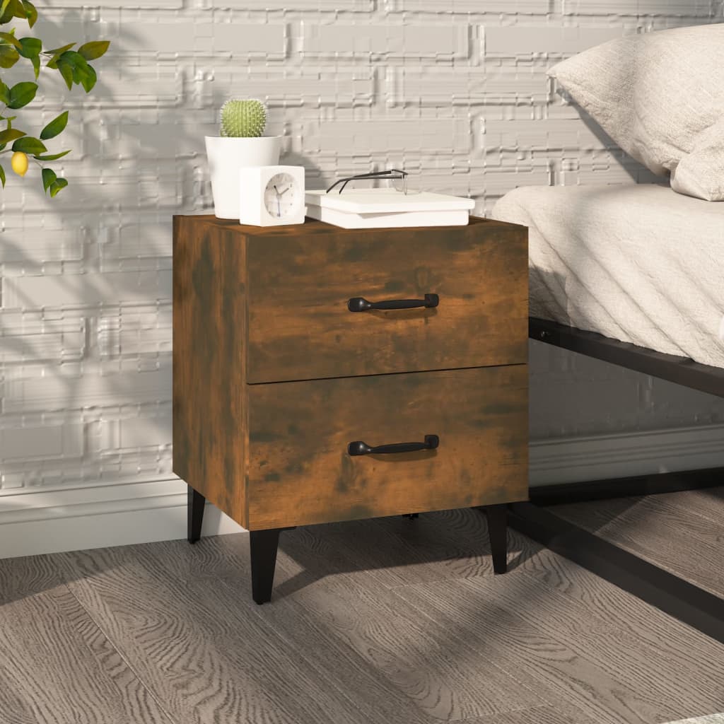 Bedside Table - ROCKFORD Austin Nightstand Smoked Oak 40cm - Design Hut