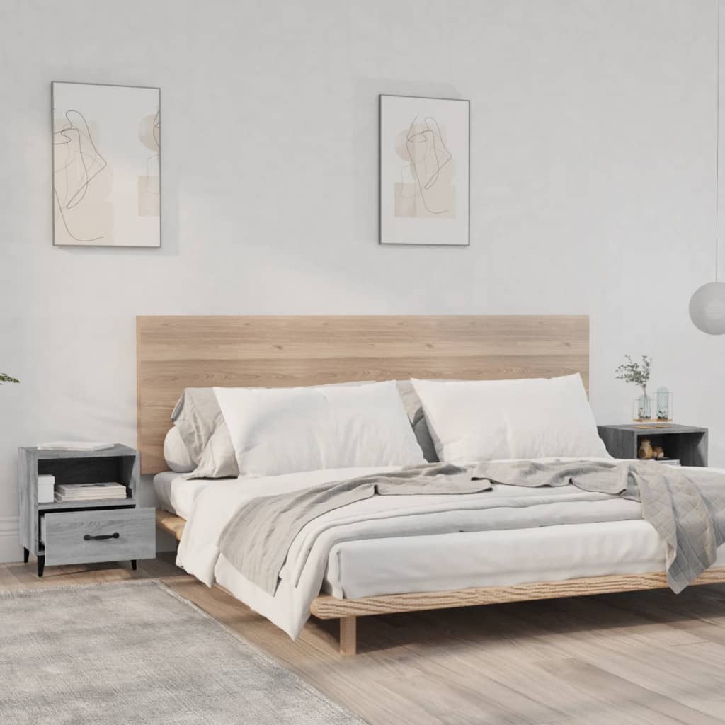 Bedside Table - LEONE Glen 2 Piece Nightstand Grey Sonoma 40cm - Unbeatable Bargains