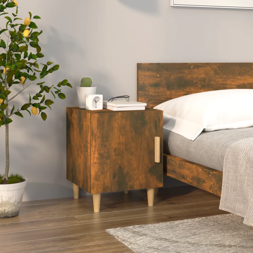 Bedside Table - LEONE Moe Nightstand Smoked Oak 40cm - Design Hut