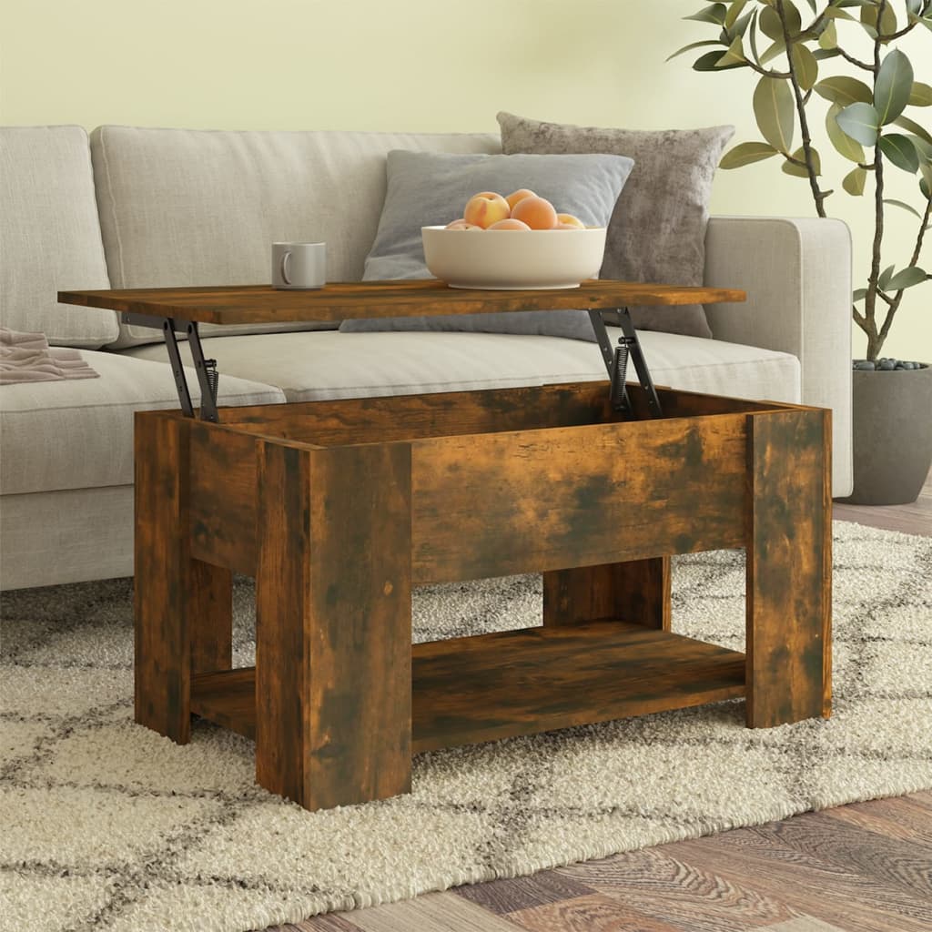 Coffee Table Smoked Oak 79x49x41 cm Engineered Wood - Discount Dealers