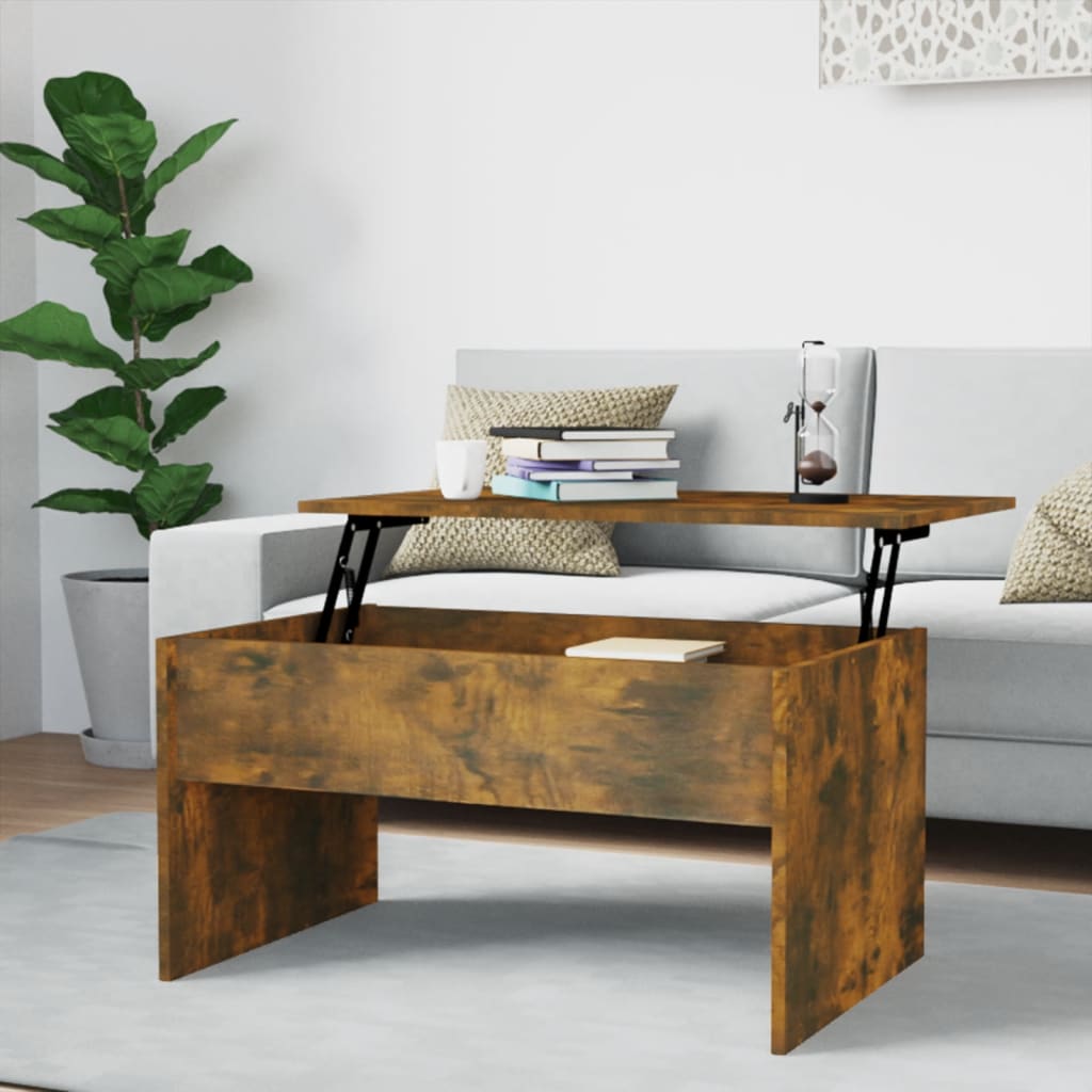Coffee Table Smoked Oak 80x50.5x41.5 cm Engineered Wood - Brittle & Co