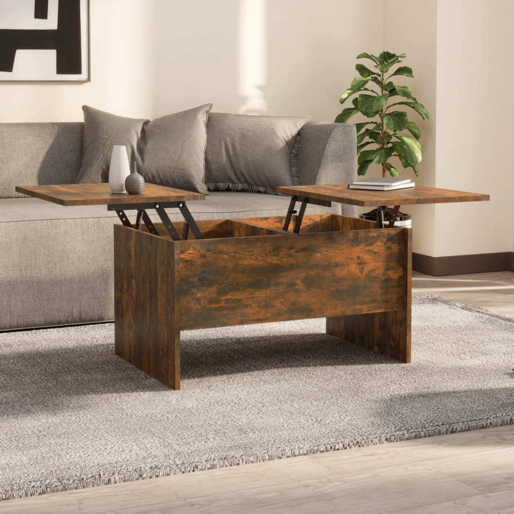 Coffee Table Smoked Oak 80x50x42.5 cm Engineered Wood - Decor Base