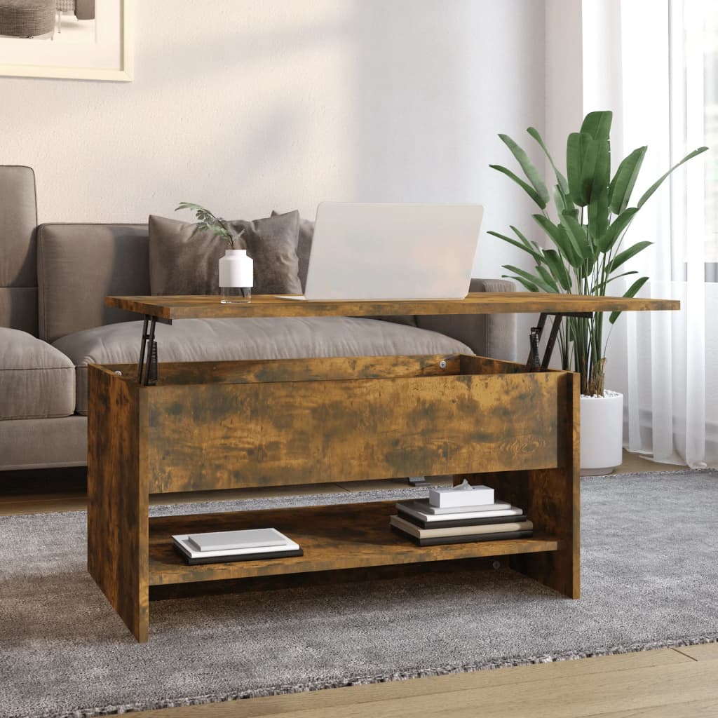 Coffee Table Smoked Oak 80x50x40 cm Engineered Wood - Discount Dealers