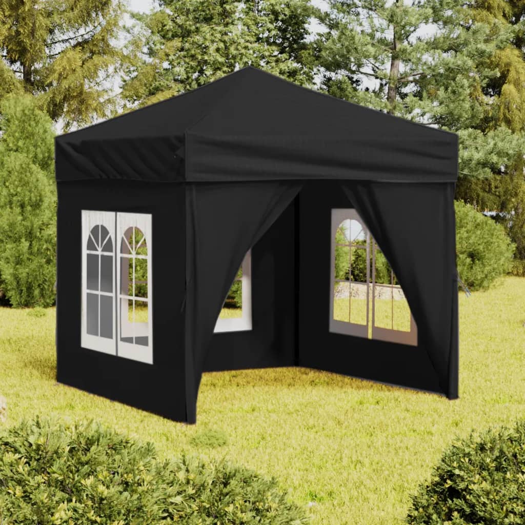 Folding Party Tent with Sidewalls Black 2x2 m - Tyrell & Tyrell