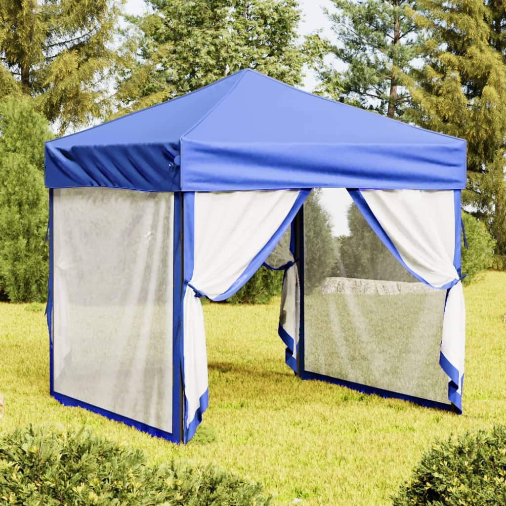 Folding Party Tent with Sidewalls Blue 2x2 m - Merlin Deals