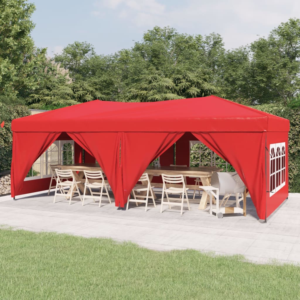 Folding Party Tent with Sidewalls Red 3x6 m - Style and Chic